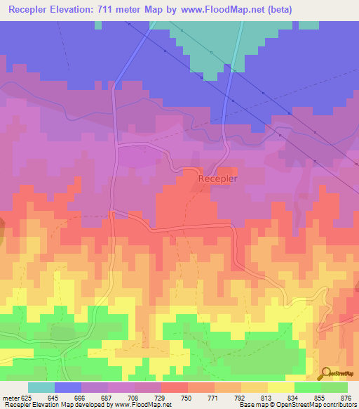 Recepler,Turkey Elevation Map