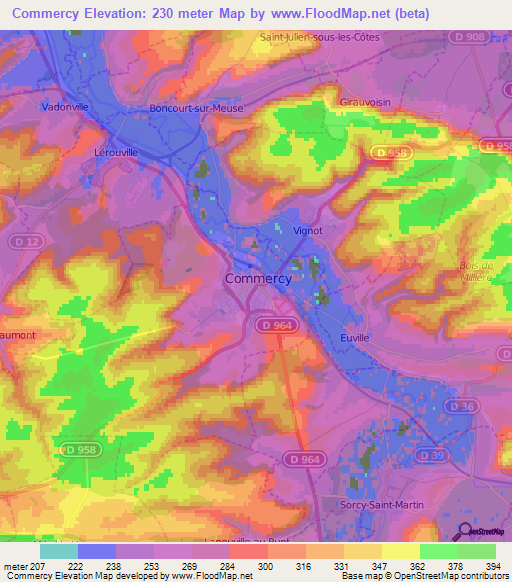 Commercy,France Elevation Map