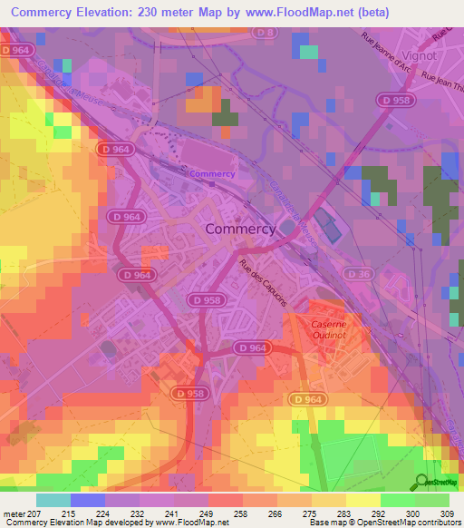 Commercy,France Elevation Map