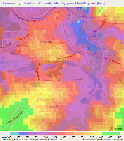 Commentry,France Elevation Map