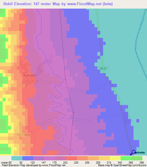 Rebil,Turkey Elevation Map