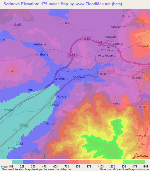 Serinova,Turkey Elevation Map