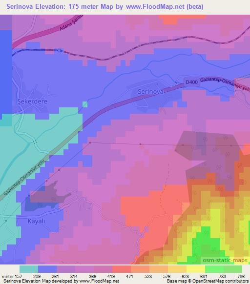 Serinova,Turkey Elevation Map