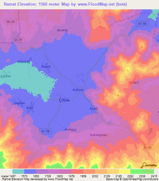 Ramat,Turkey Elevation Map