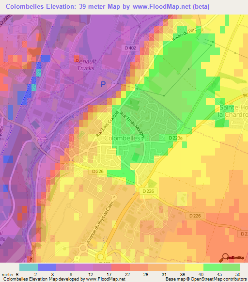 Colombelles,France Elevation Map