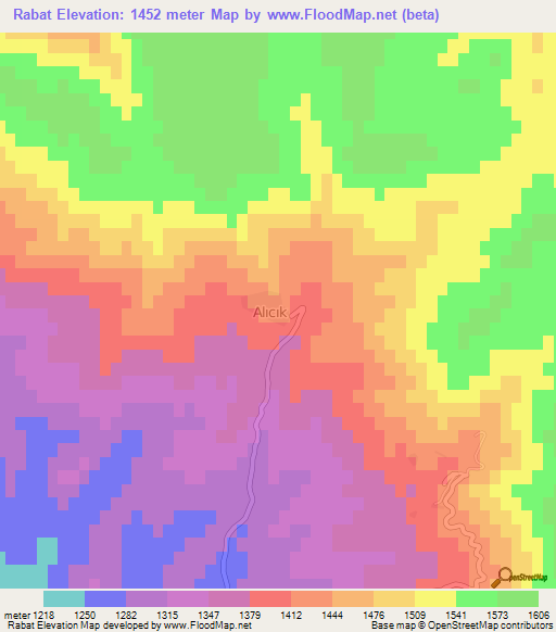 Rabat,Turkey Elevation Map