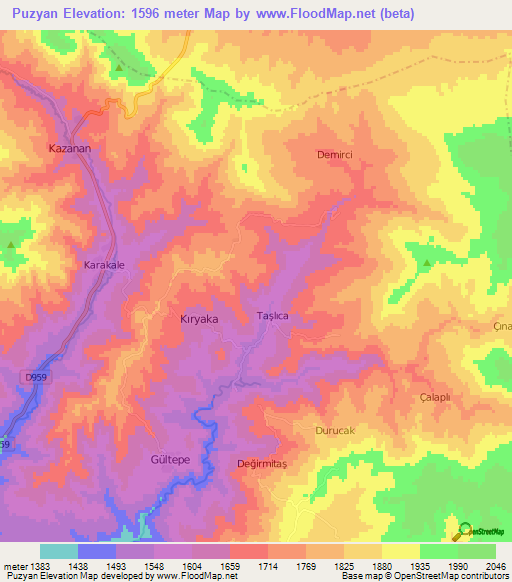 Puzyan,Turkey Elevation Map