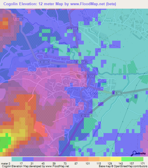 Cogolin,France Elevation Map