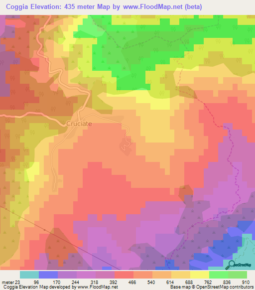 Coggia,France Elevation Map