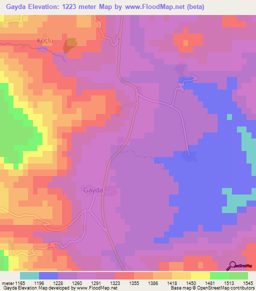 Gayda,Turkey Elevation Map