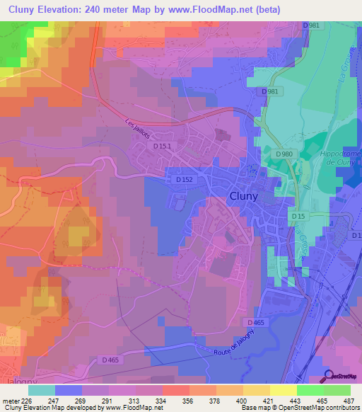 Cluny,France Elevation Map