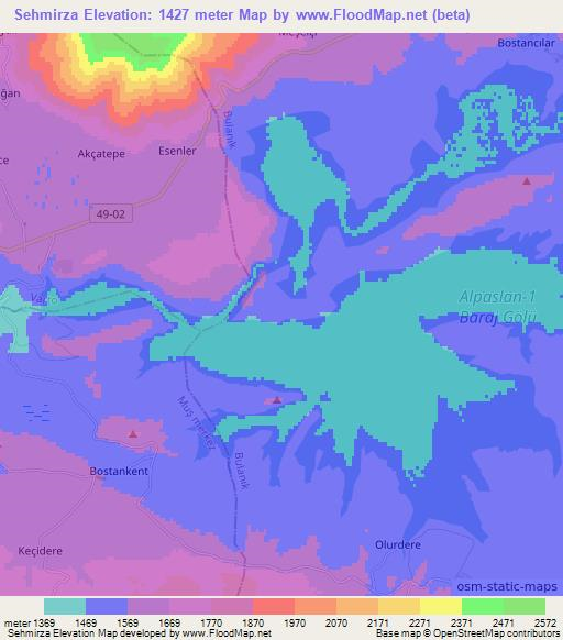 Sehmirza,Turkey Elevation Map