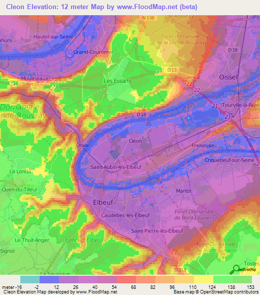 Cleon,France Elevation Map