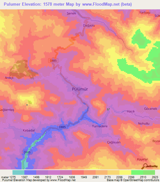 Pulumer,Turkey Elevation Map