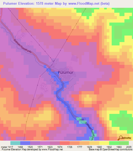 Pulumer,Turkey Elevation Map