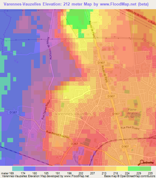 Varennes-Vauzelles,France Elevation Map