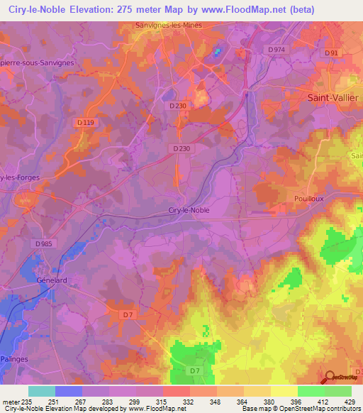 Ciry-le-Noble,France Elevation Map