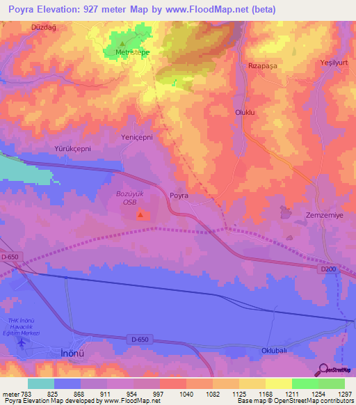 Poyra,Turkey Elevation Map