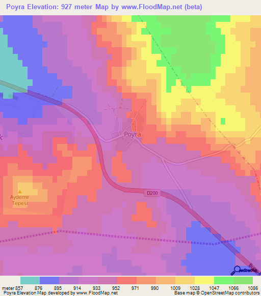 Poyra,Turkey Elevation Map