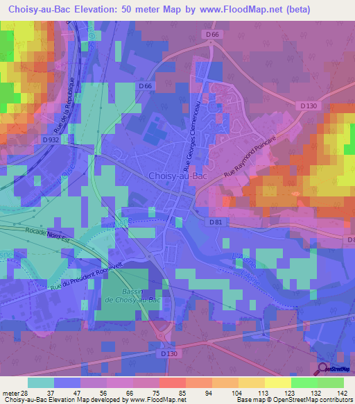 Choisy-au-Bac,France Elevation Map