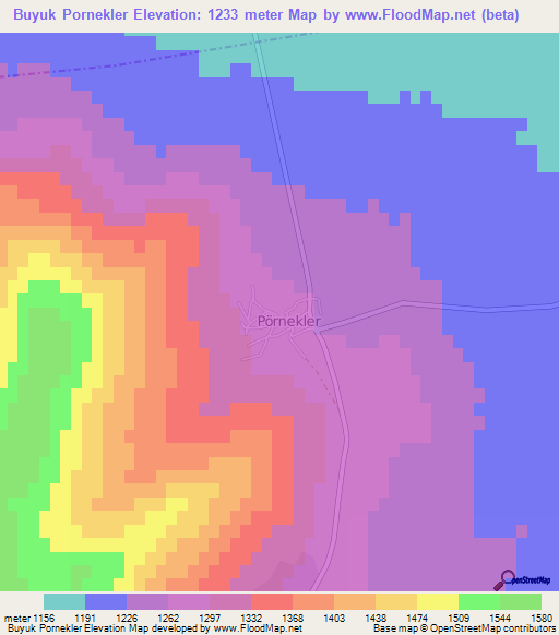 Buyuk Pornekler,Turkey Elevation Map