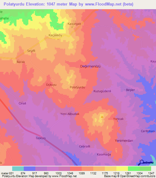 Polatyurdu,Turkey Elevation Map