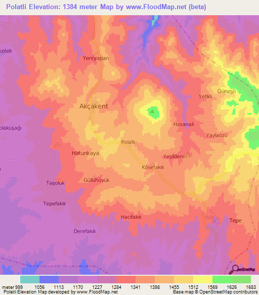 Polatli,Turkey Elevation Map