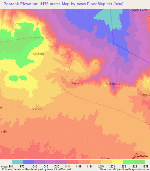 Pohrenk,Turkey Elevation Map