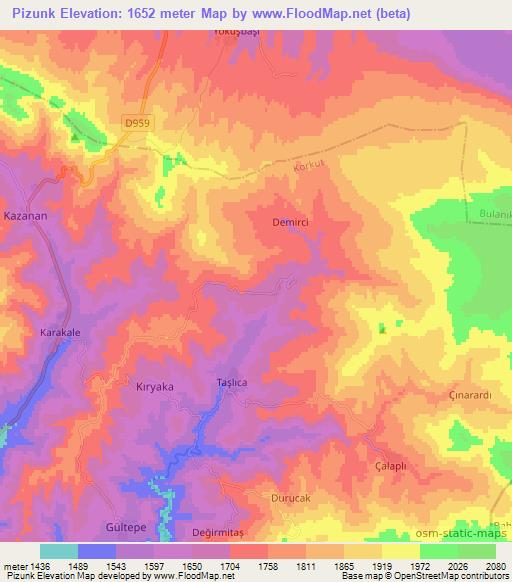 Pizunk,Turkey Elevation Map