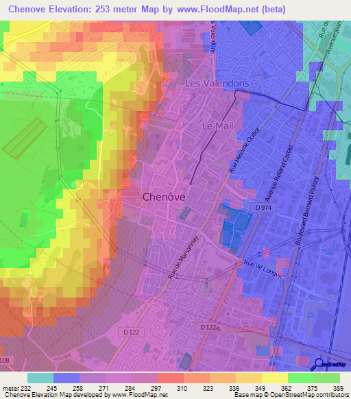 Chenove,France Elevation Map