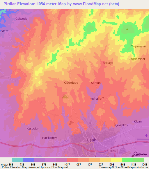 Pirtilar,Turkey Elevation Map