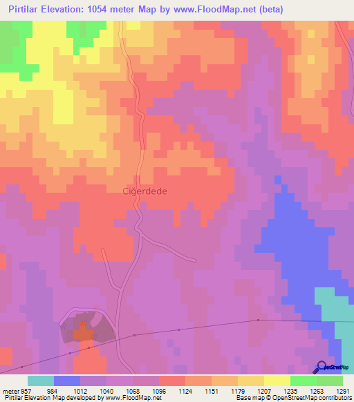 Pirtilar,Turkey Elevation Map