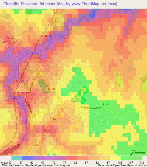 Chemille,France Elevation Map