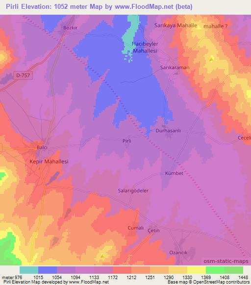 Pirli,Turkey Elevation Map