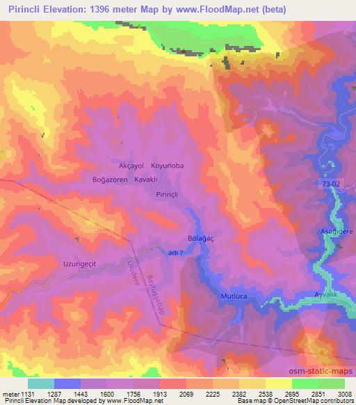 Pirincli,Turkey Elevation Map