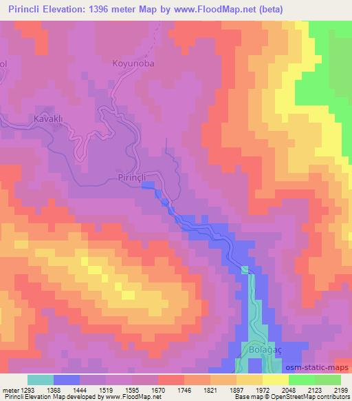 Pirincli,Turkey Elevation Map