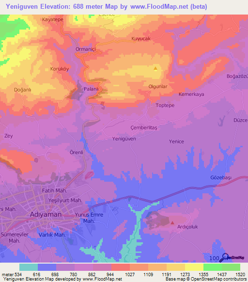 Yeniguven,Turkey Elevation Map