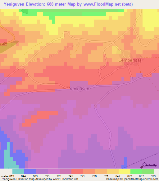 Yeniguven,Turkey Elevation Map