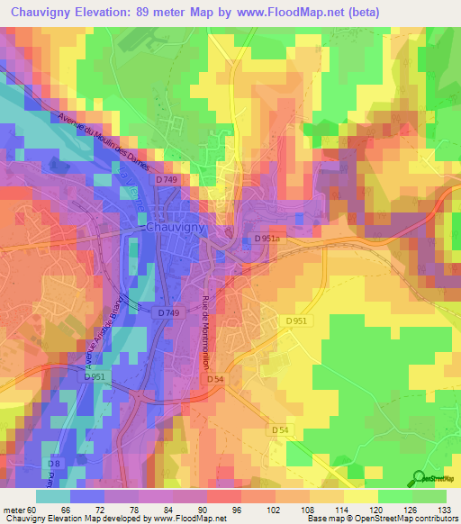 Chauvigny,France Elevation Map