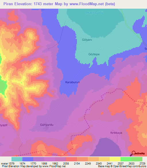 Piran,Turkey Elevation Map