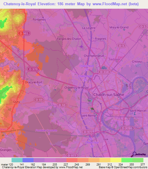 Chatenoy-le-Royal,France Elevation Map