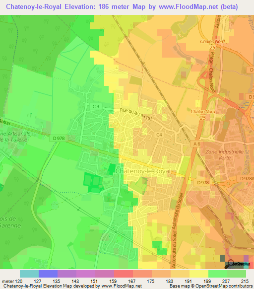 Chatenoy-le-Royal,France Elevation Map