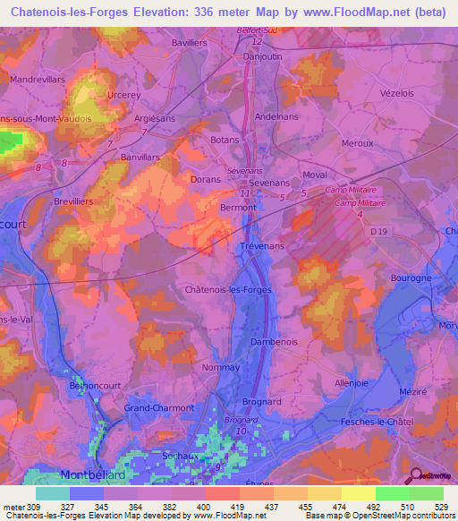 Chatenois-les-Forges,France Elevation Map