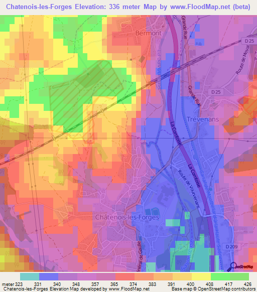 Chatenois-les-Forges,France Elevation Map