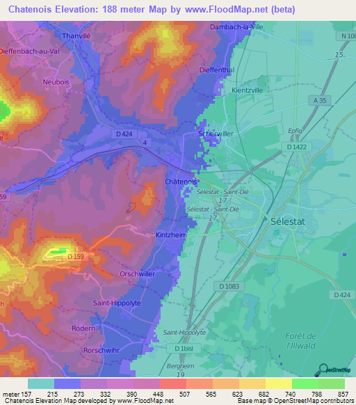 Chatenois,France Elevation Map