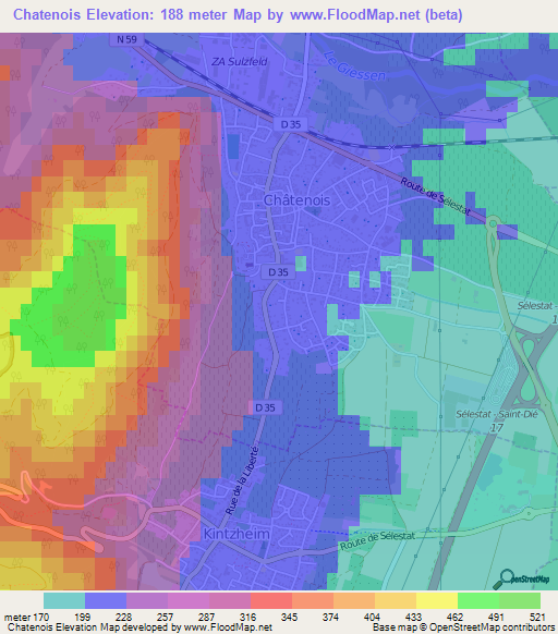 Chatenois,France Elevation Map