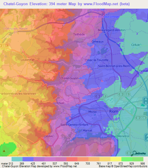 Chatel-Guyon,France Elevation Map