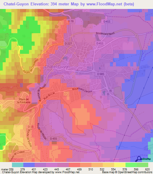 Chatel-Guyon,France Elevation Map