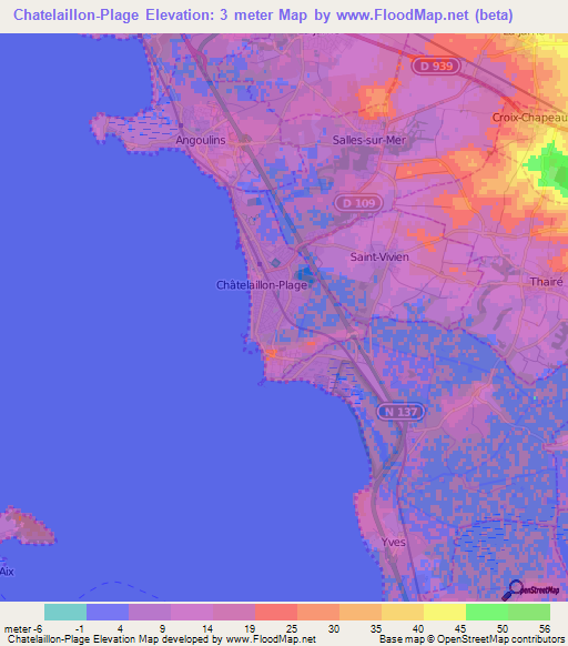 Chatelaillon-Plage,France Elevation Map