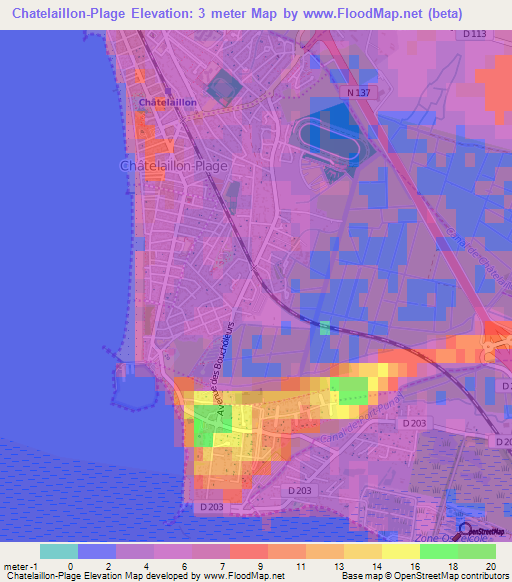 Chatelaillon-Plage,France Elevation Map